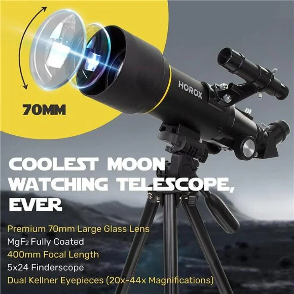 Telescope,  70mm Aperture 400mm Refractor Telescope for Astronomy Beginners